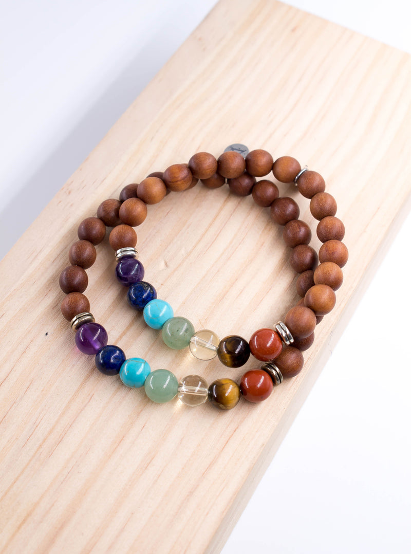 Bracelets 7 Chakras Duo - Bois de santal
