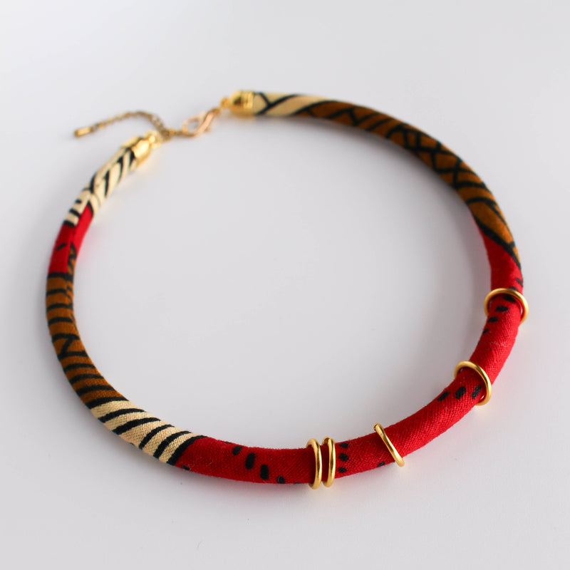 Amina Necklace - red and brown