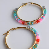 Baila earrings - pink & aqua 