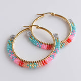 Boucles d'oreilles Baila - aqua & rose