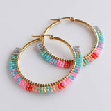 Baila earrings - pink & aqua 