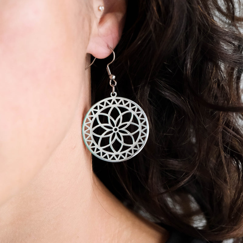 Silver Mandala Earrings