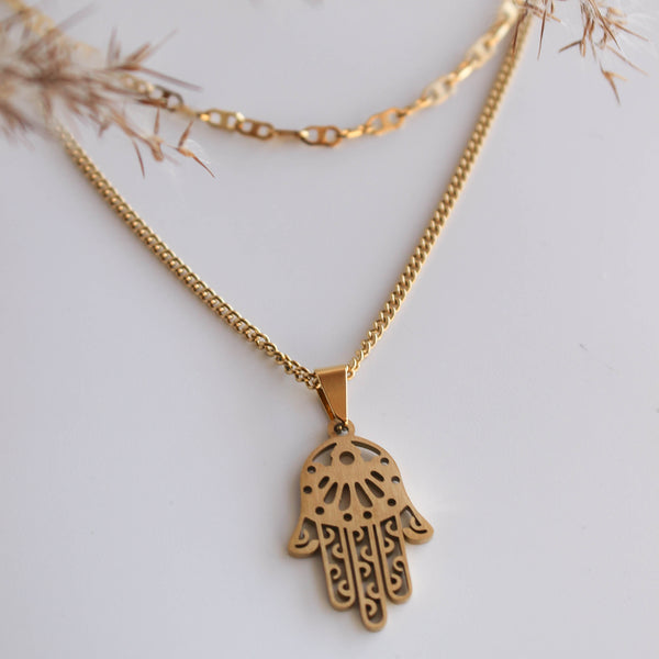 Collier Hamsa Or