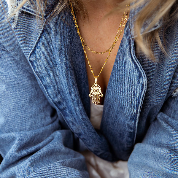 Collier Hamsa Or